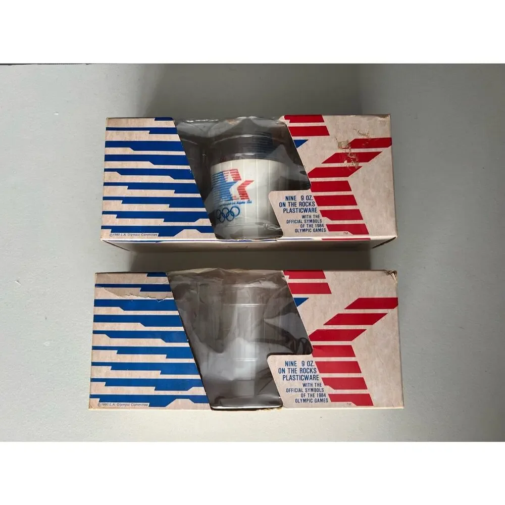 1984 OLYMPIC XXXIII PLASTIC Tumblers CUPS LOS ANGELES LA TWO BOXES, 15 CUPS, 9oz